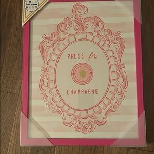 Pink and Gold 'Press for Champagne' Wall Art